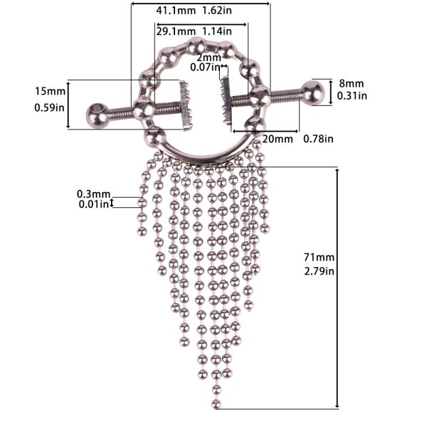 QKKQ-C8017 Psyche Goddess Nipple Clamps Tassel Pendant Rounds - Image 2