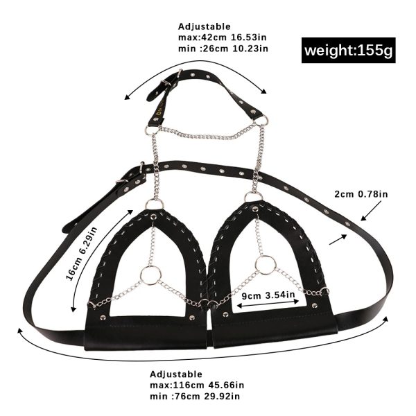 QKKQ-Y8098 Nipple Clamps Dark Leather Desire Chain - Image 4
