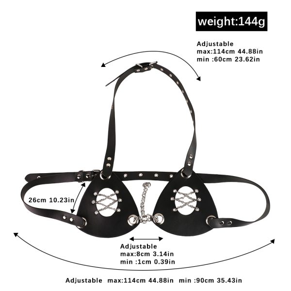 QKKQ-Y8103 Nipple Clamps Leather Bondage Joy Chain - Image 3